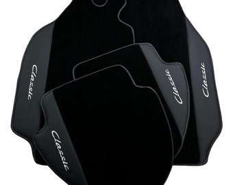 Floor Mats for Porsche Classic 1963-1989 Black LHD Carpet With Leather Border