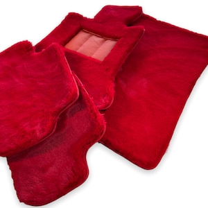 Red Sheepskin Floor Mats For Rolls Royce Black ER56 Design Luxury ( Wraith / Shadow / Phantom / Ghost / Dawn / Cullinan )