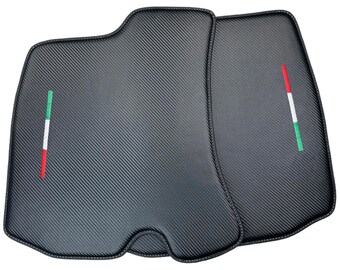 Carbon Fiber Leather Floor Mats for Ferrari Portofino (2018-2023) with Italian Flag