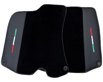 Black Floor Mats for Ferrari Portofino (2018-2023) with Leather and Italian Flag
