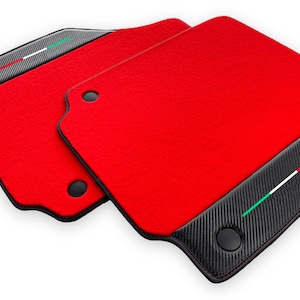 Red Floor Mats for Ferrari 458 Italia (2010-2015) with Carbon Fiber Leather and Italian Flag
