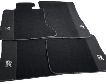 Black Floor Mats For Rolls Royce Black Badge Ghost Sedan 2010-2019 RR Logo