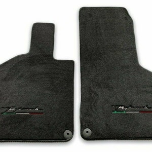 Floor Mats For Lamborghini Huracan 2014-2022 Perfomante  Black Color Tailored Carpets With PERFOMANTE Emblem