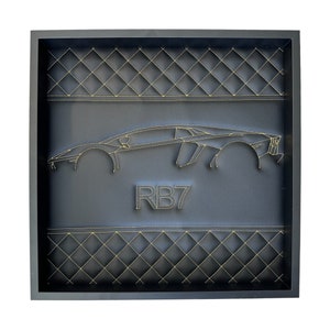 Inspired by Lamborghini Aventador / Gallardo / Huracan / Urus / Diablo / Revuelto : Black Leather Wall Art & Yellow Stitch Luxury Decor