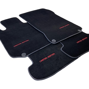 Floor Mats For Mercedes-Benz E Class Sedan W124 1985-1995 Black Color Carpets Red Sewing Limited Edition