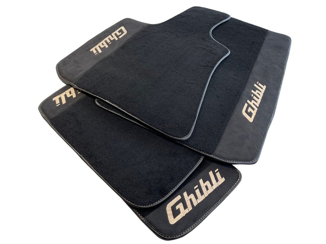 Floor Mats for Maserati Ghibli 20132022 Black With Alcantara Leather