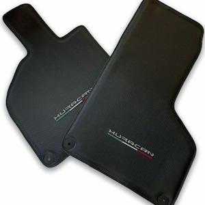 Floor Mats For Lamborghini Huracan 2014-2022 Carbon Leather Tailored Carpets With IT Emblem