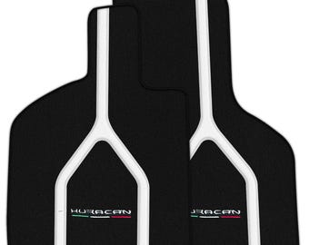 Floor Mats For Lamborghini Huracan 2014-2022 Alcantara And White Leather Line