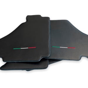 Floor Mats for Ferrari F430 2004-2009 Carbon Fiber Leather Tailored Carpets with Italian Flag