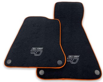 Black Floor Mats For McLaren MP4-12C Year 2011-2014 With Orange Alcantara Leather - 50th Anniversary