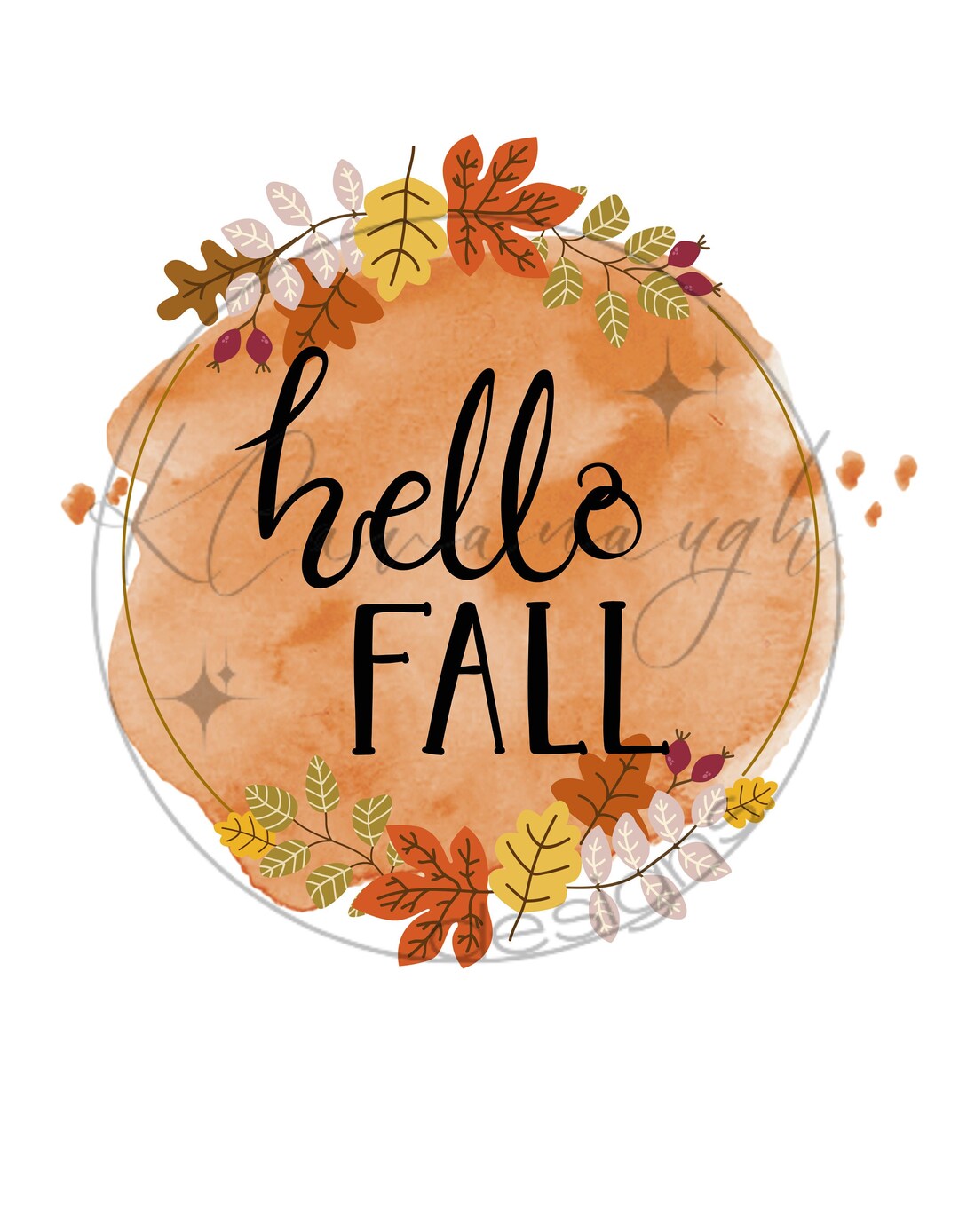 Hello Fall Watercolor , Neutral Watercolor, Autumn Leaves - Etsy