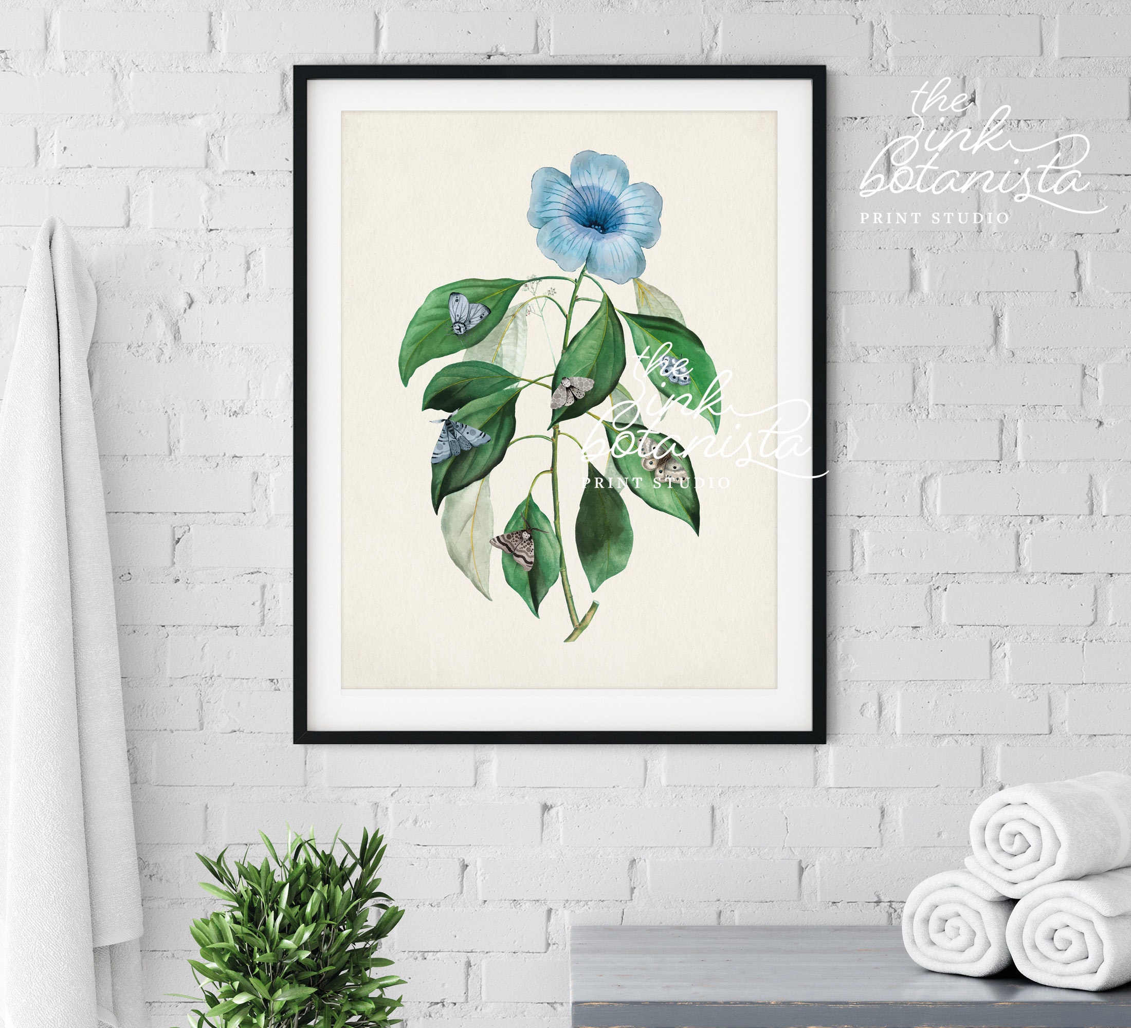 Blue Flower Botanical Print Vintage Style Wall Art Antique | Etsy