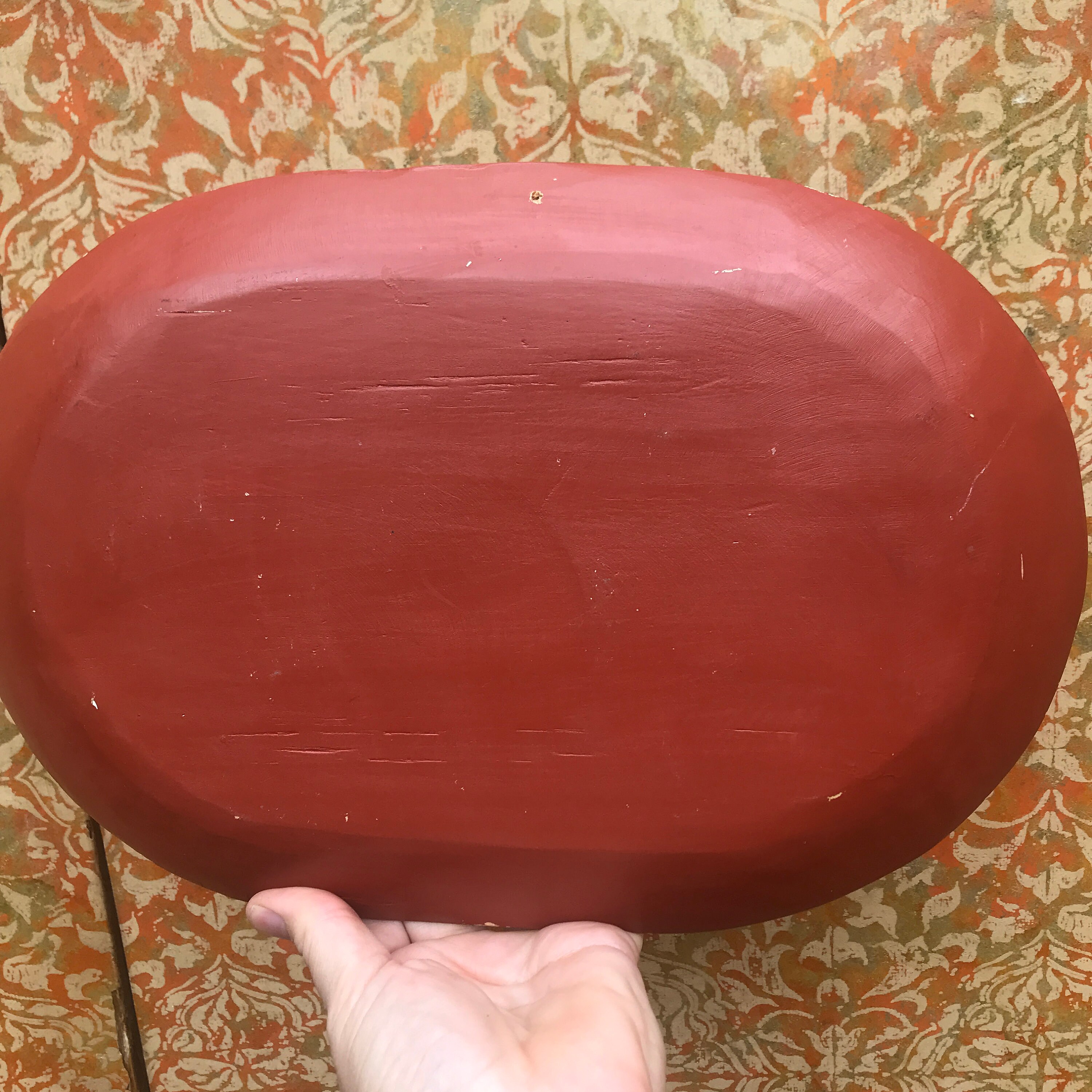 Vintage Lacquer Tray Oval Isla Janitzio Tray 13 Colorful Tray MCM 1960s