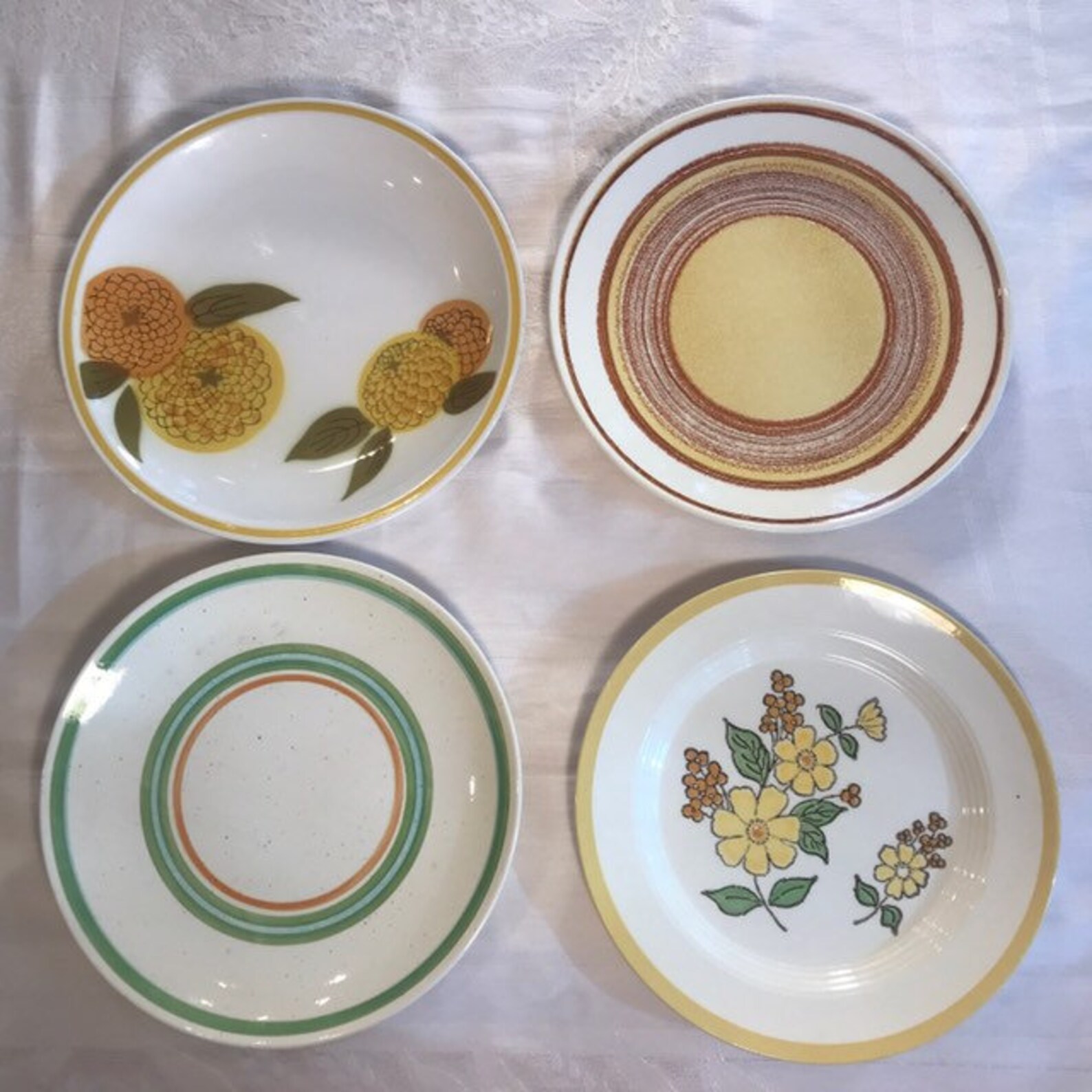 Yellow MCM Plates Set of 4 Mix N Match Dishes Mid Century Etsy Canada