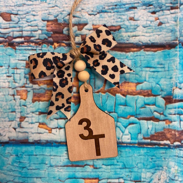 Cattle tag car charm / Cow tag charm
