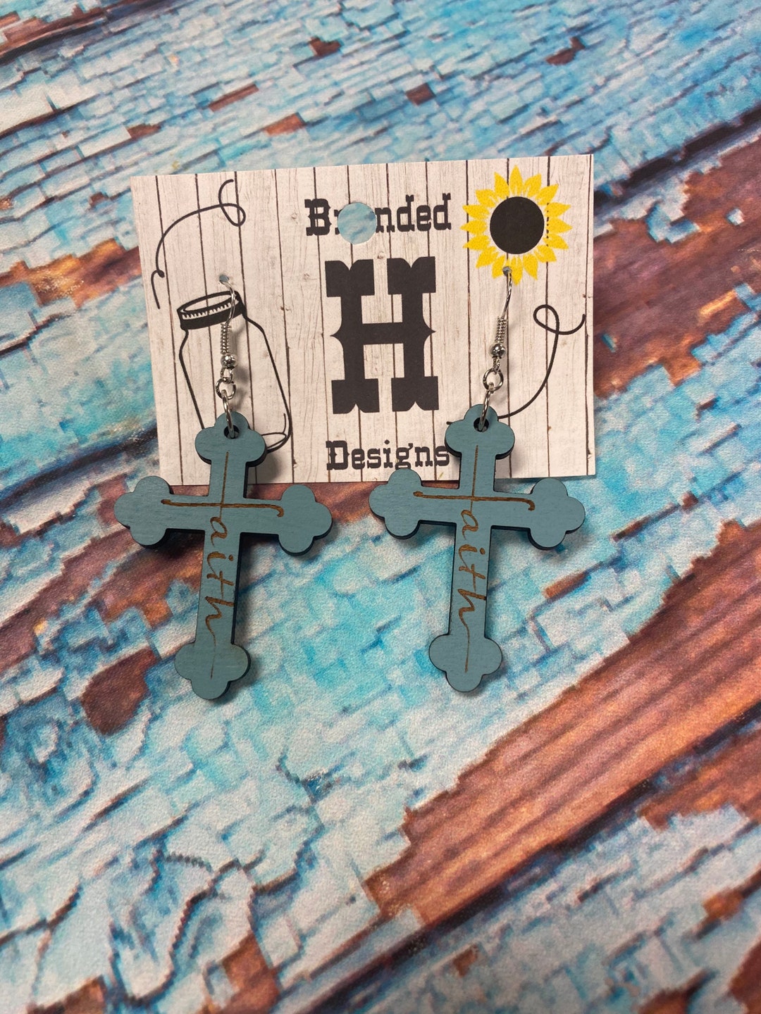 Faith Cross Earrings / Wooden Cross Earrings / Cross Earrings Etsy