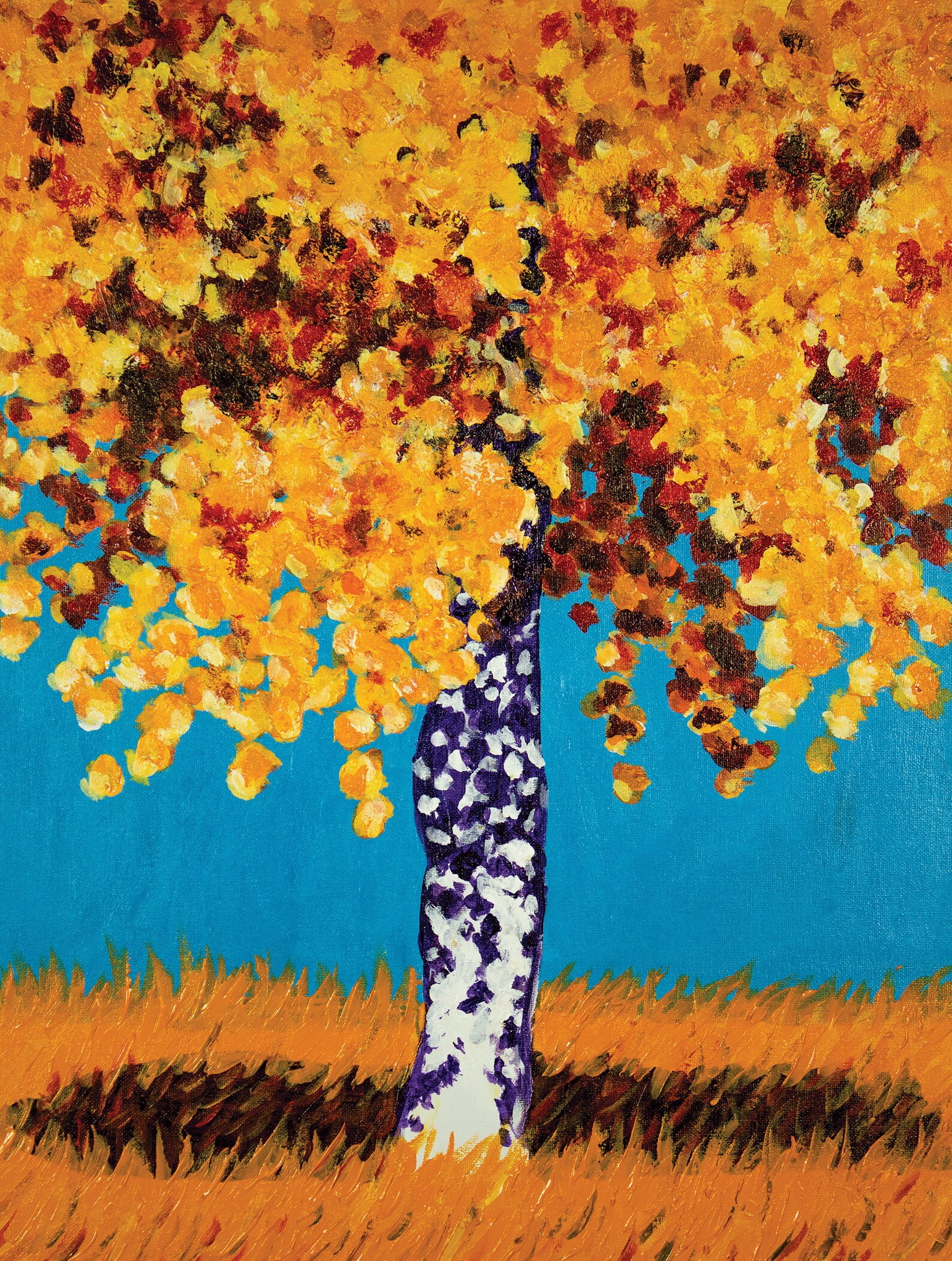 Yellow Tree Original Contemporary Art Print 24x30 Etsy