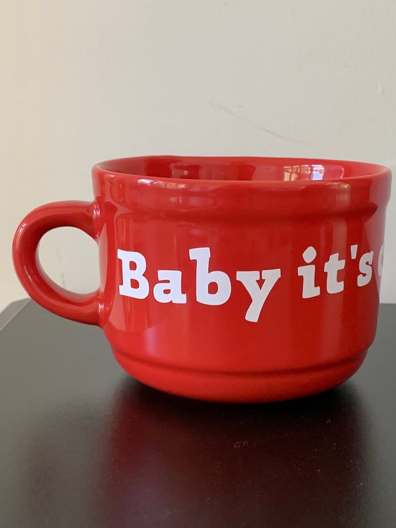 Red Soup Mug / Soup Bowl with handle Personalize Etsy