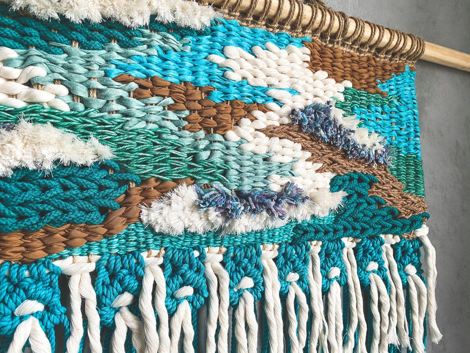 TEA GARDEN Woven Tapestry Wall Hanging Boho Decor Tapestry Textile Art