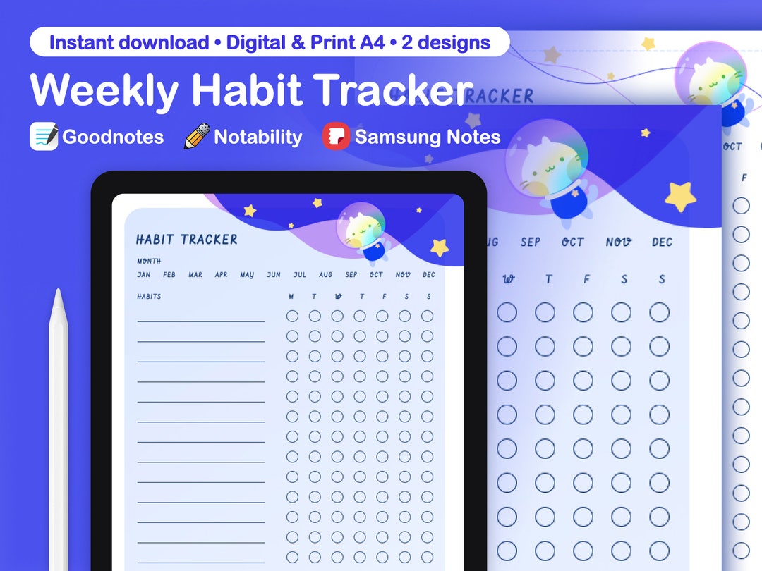Weekly Habit Tracker Self Care Beauty Daily Water Log Goal Planner for ...
