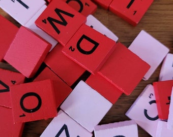 New Scrabble Anagrams Alphabet Tiles in Pink or Red