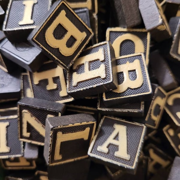 Vintage 1960's wooden anagram alphabet letter tiles