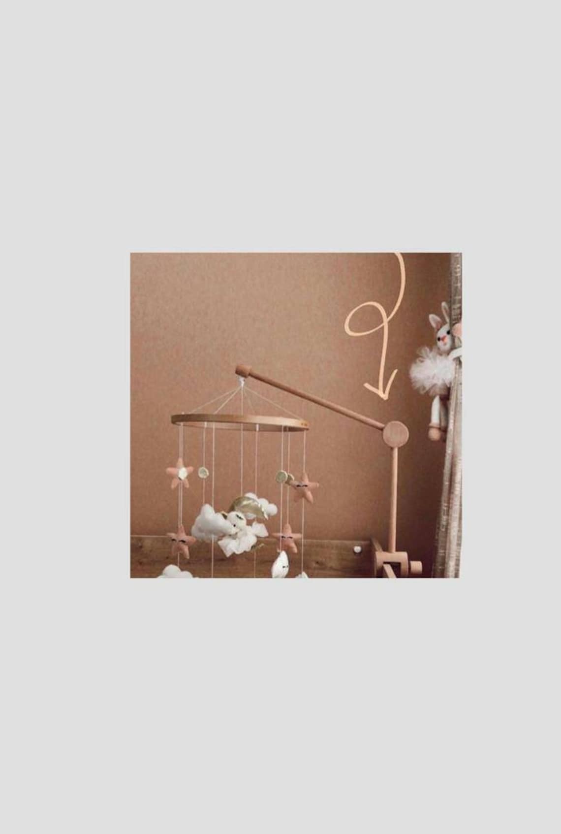 Baby Bed Wooden MAPLE Mobile Arm Baby Mobile Stand Nursery Etsy