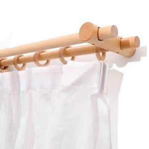 Rustic Double Curtain Hanger  hornbeam  Curtain Holder, curtain bracket, modern curtain holder, minimalist wooden curtain holder,