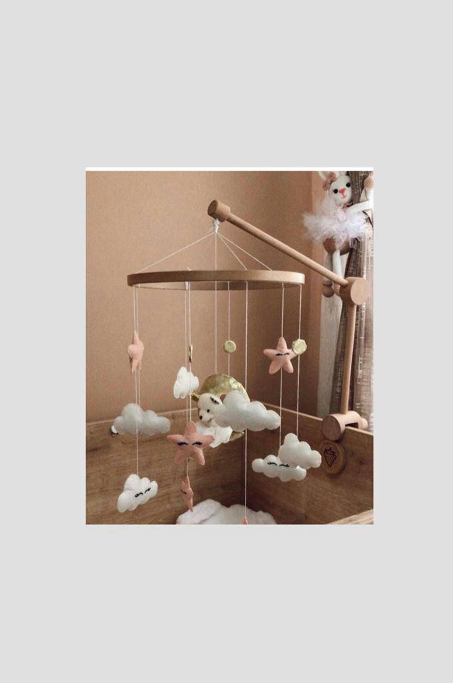 Baby Bed Wooden MAPLE Mobile Arm, Baby Mobile Stand, Nursery Mobile