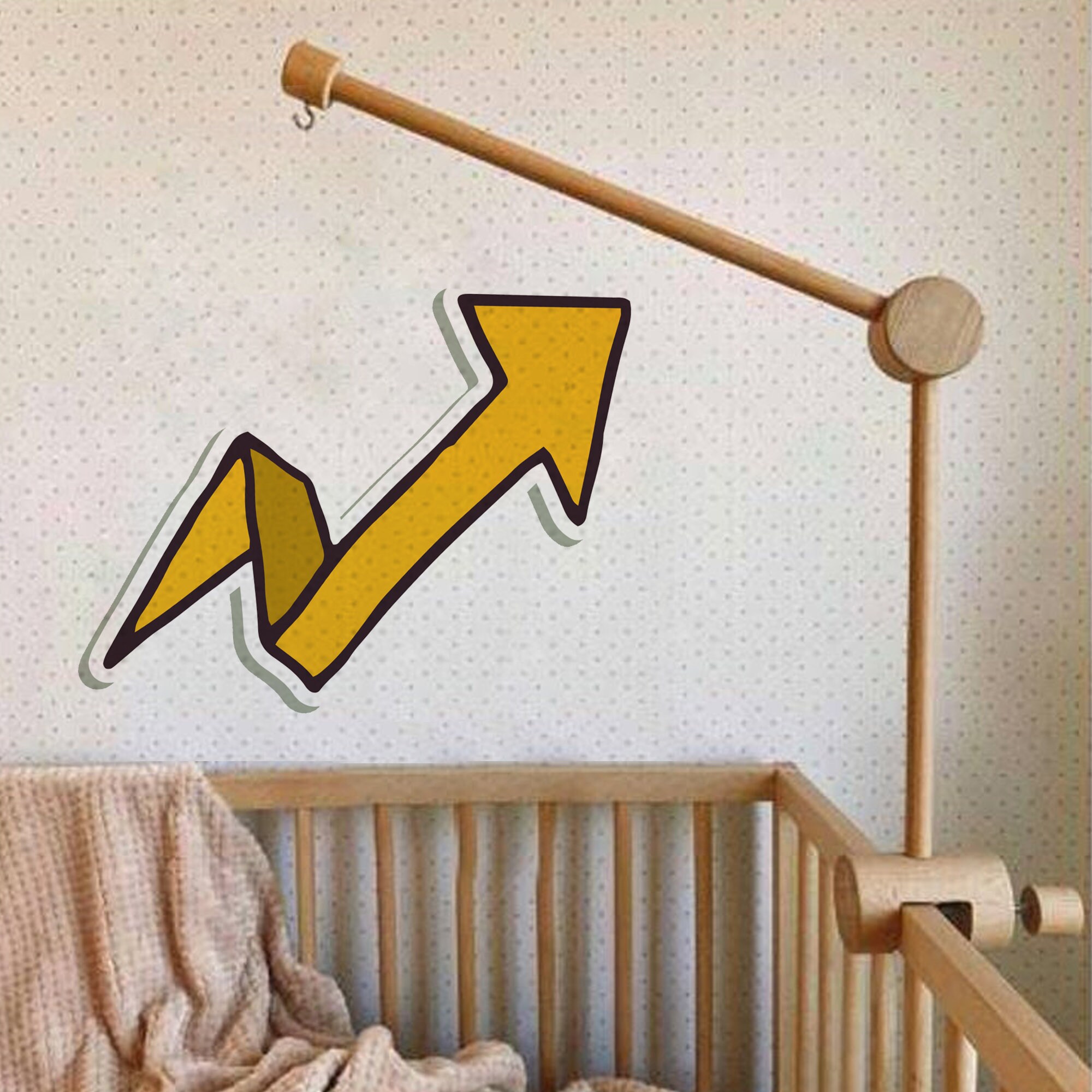 Baby mobile bras en bois bébé mobile hangage avec conception antidérapante  en bois incurvé mobile support de berceau de baby-cib de bébé(Signale de  lit à lit murale murale) : : Bébé et