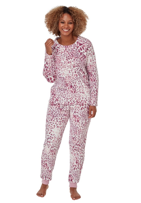 Fleece Pyjamas Ladies Lounge Twosie Women Winter Warm Pajama Christmas Nightwear 