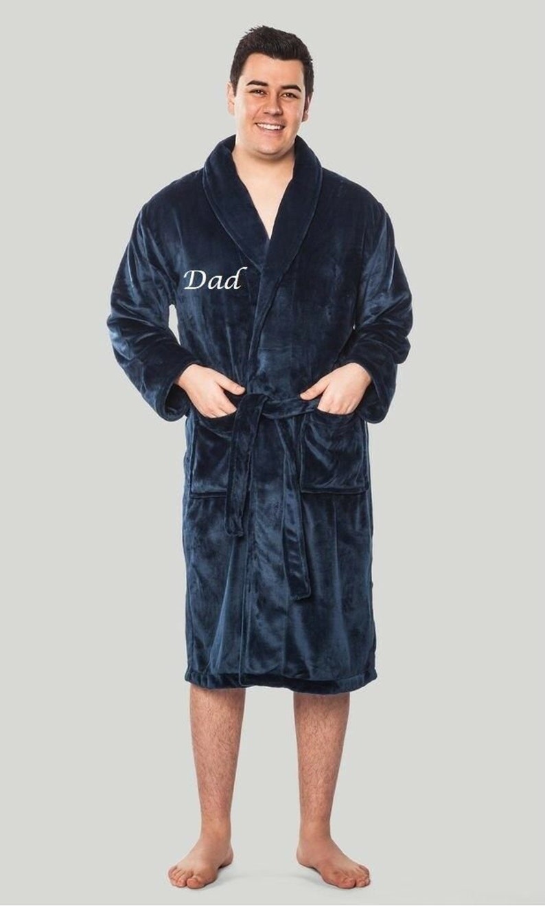 PERSONALISED Mens LUXURY Super Soft Shawl Collar Dressing Gown Robe Bathrobe GIFT