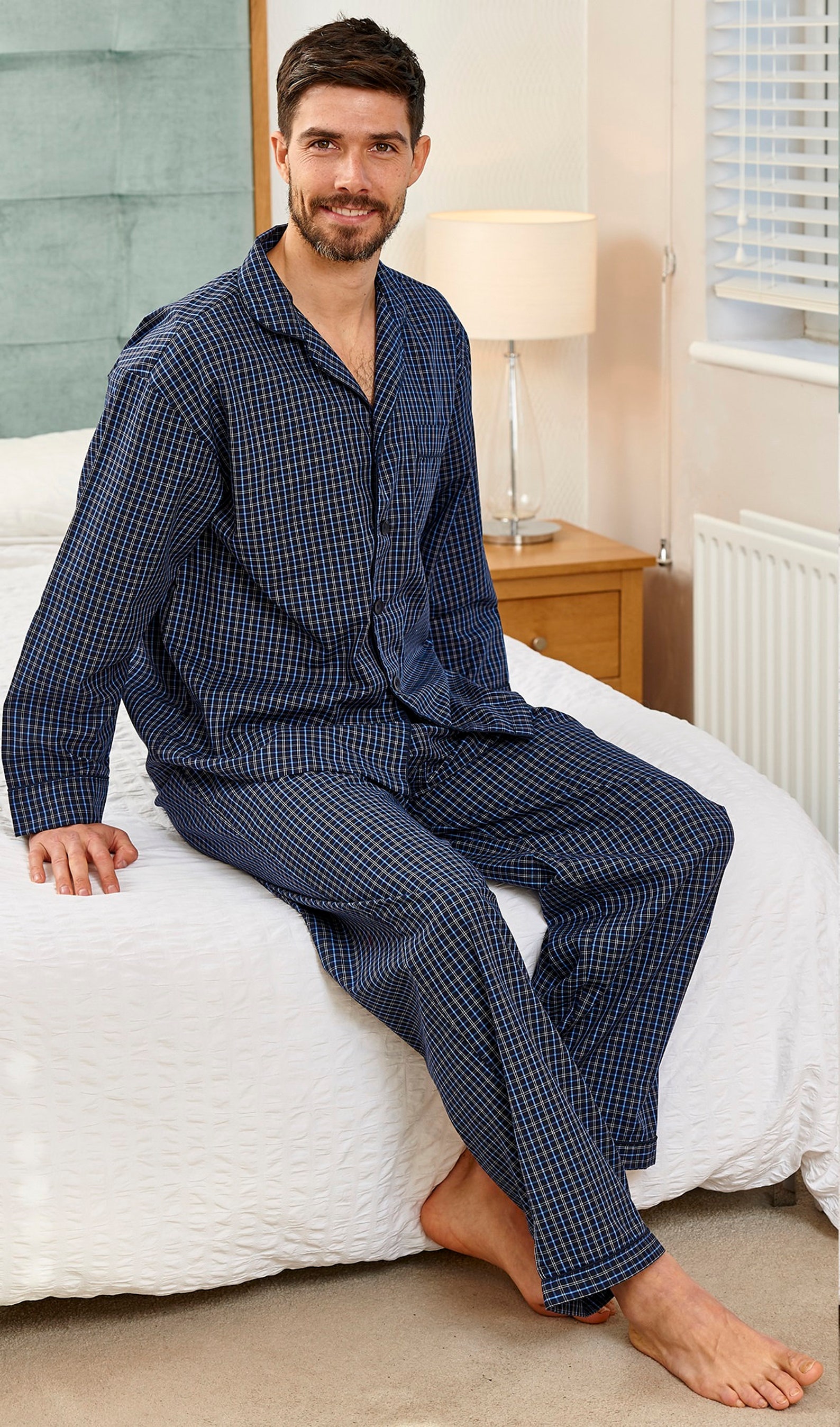 NEW Mens Gents Poly Cotton CHECKED PYJAMA Set Pajama Pyjamas Etsy