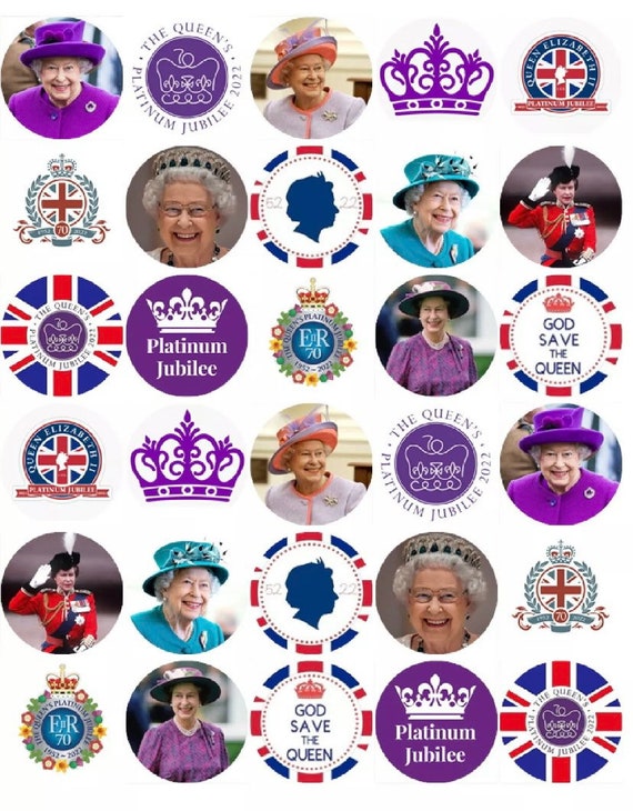 Queens Jubilee Edible Cupcake Toppers Pre Cut Edible Cupcake Etsy