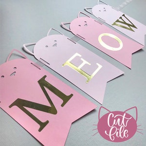 Cute Cat Head Pennants Cut File - SVG, .studio3, PNG,  Cut Files for Cricut/Silhouette by The Lazy Cat - Instant Download