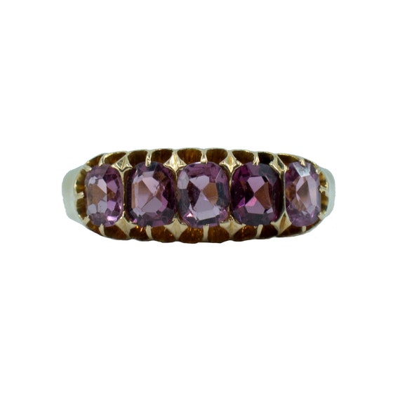 Five garnet gold ring
