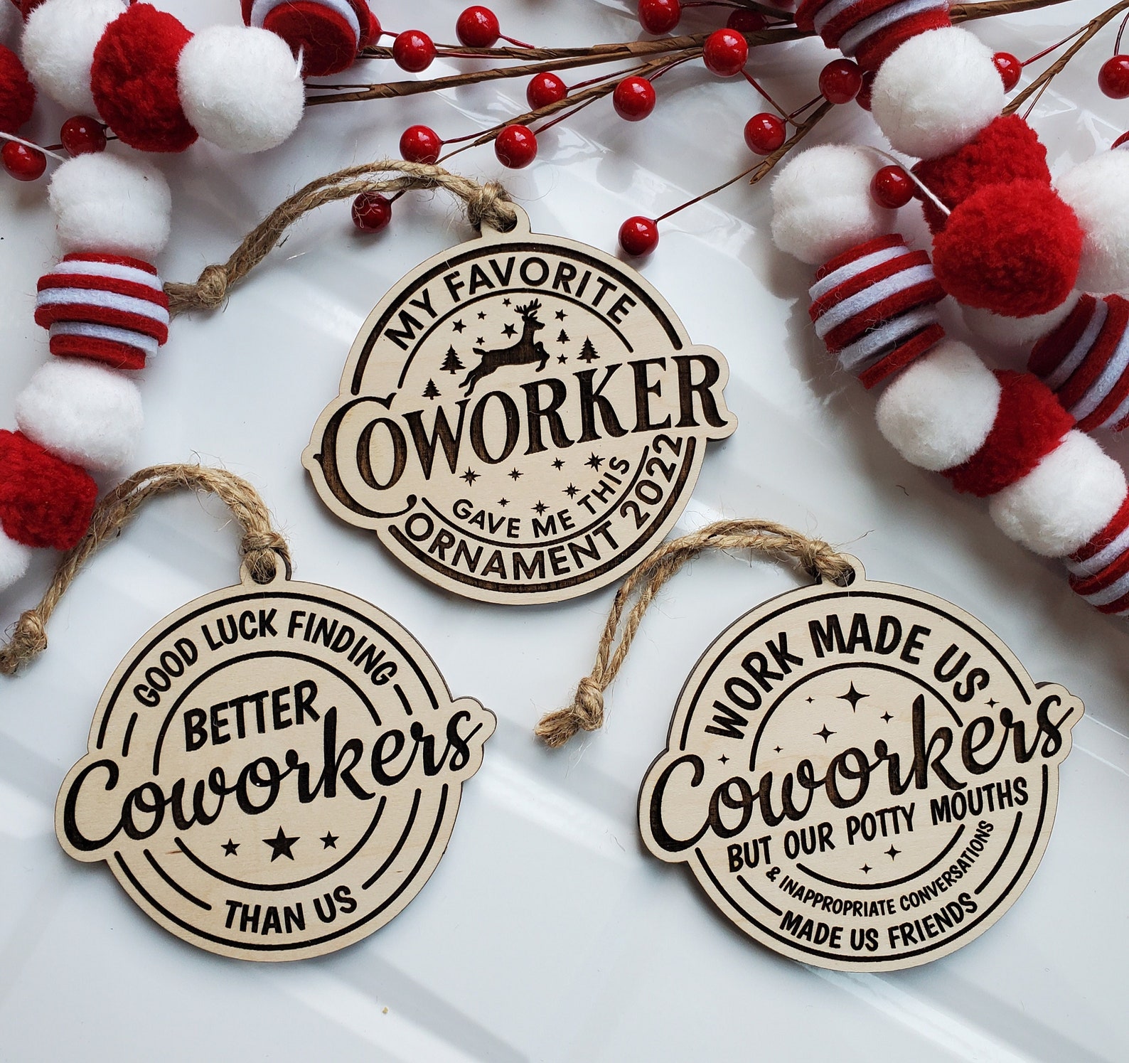 Coworker Laser Engraved Ornaments Etsy