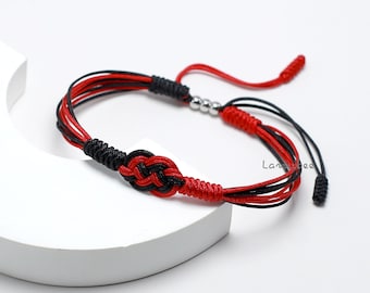 Red and Black Infinity Protection Bracelet, Forever Lucky and Safe Multiple Color Tibetan Bracelet,Surfer String Wrap Bracelet for Men,Women