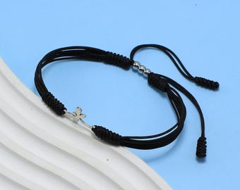 Black Dragonfly String Bracelet, Lucky and Protection Bracelet, Surfer String Bracelet, Dragonfly Jewelery for Men, Women, Cute Animals Gift
