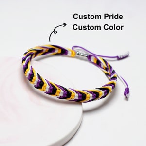 Pride Bracelet for Pride Month, Custom Pride Flag Bracelet, LGBT Proud Love Tibetan Wrist Wrap Bracelet, Amulet and Boho Bracelet Bangles