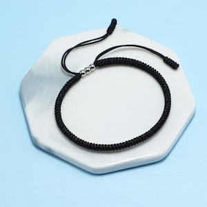 Black Lucky And Protection Bracelet, Black Hand Braided Rope Thread, Surfer Bracelet, Wrist Wrap Bracelet, String Rope Bracelet for Him Her