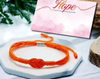 Multiple Sclerosis Awareness String Bracelet, Bracelet For A Cause, Awareness Ribbon Bangle, Surfer String Wrap Bracelet