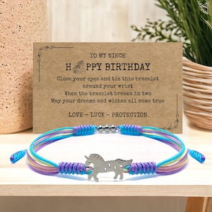 Happy Birthday Unicorn String Bracelet, Unicorn Jewelry Gifts, Lucky and Protection String, Inspirational Gifts, Cute Unicorn Bracelet