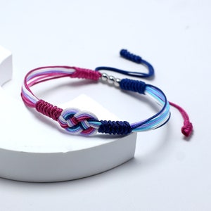 Bigender Infinity String Bracelet, Bigender Stuff Flag, Pride Bracelet, Love LGBTQIA+ Pride, Surfer Bracelet, Boho Rope Bracelet Bangles