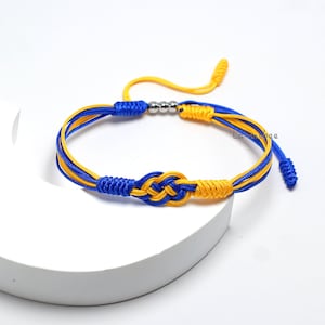 Ukraine Infinity String Bracelet, Ukraine Proud, Patriotic Bracelet, Country Proud Flag Color Bracelet, Luck and Protection Surfer Bracelet