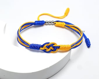Ukraine Infinity String Bracelet, Ukraine Proud, Patriotic Bracelet, Country Proud Flag Color Bracelet, Luck and Protection Surfer Bracelet