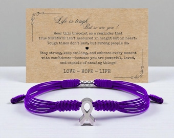 Alzheimer Dementia Ribbon Awareness Armband, Purple Awareness Armband, Glück und Schutz Armbänder für Krieger