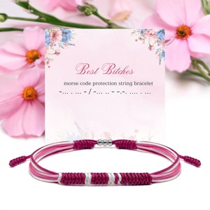 Best Bitches morsecode koordarmband, surfer string wikkelarmband, geluk en bescherming armband, Tibetaanse armband, cadeau voor Moederdag