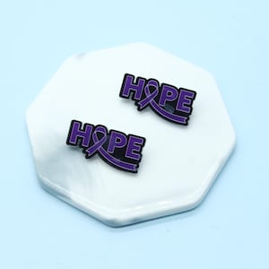 Pancreatic Cancer, Alzheimer&#39;s, Epilepsy, Lupus, Purple Hope Letter And Ribbon Pin, Purple Awareness Hope Pin, Pins Gifts Brooches