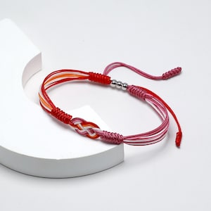 Pulsera de hilo infinito lésbico, bandera lésbica, pulsera del orgullo, amor LGBTQIA+, pulsera surfera, brazaletes de cuerda bohemios